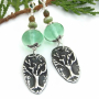 "Craobhan" - Tree of Life Earrings, Green Lampwork Czech Glass Handmade Artisan Dangle Jewelry craobhan_4.jpg
