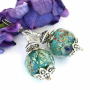MONET'S WATER LILIES - Water Lilies Impressionist Lampwork Earrings, Monet Sterling Handmade Jewelry monets_water_lilies_7_-_impressionistic_water_lily_artisan_handmade_lampwork_glass_earrings.jpg