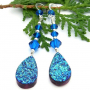 BRILLANTE - Peacock Blue Titanium Druzy Earrings. Handmade Gemstone Beaded Jewelry peacock_blue_titanium_druzy_earrings_handmade_gemstone_beaded_jewelry_b6210259.jpg