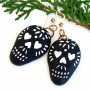 "Sugar Skulls" - Sugar Skull Earrings, Halloween Day of the Dead Black and White Ceramic Handmade Jewelry  sugar_skulls_6.jpg