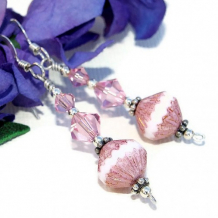 PINK PERFECTION - Pink Czech Glass Handmade Earrings, Picasso Swarovski Jewelry