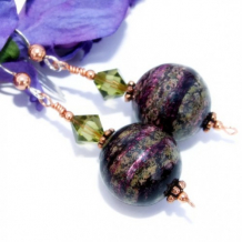 OTHERWORLDLY - Purple Charoite Handmade Earrings, Swarovski Beaded Jewelry
