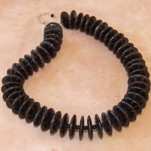 ADORNMENT - Carved Horn Black Onyx Sterling Ethnic Necklace, Handmade Jewelry