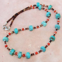TURQUOISE SPICE - Turquoise Coral Shell Handmade Necklace, Southwest Gemstone Unisex