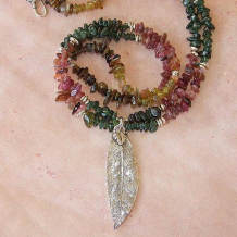 NATURE'S SONG - Sterling Bali Leaf Tourmaline Sterling Handmade Necklace NATURE'S SONG - Sterling Bali Leaf Tourmaline Sterling Handmade Necklace
