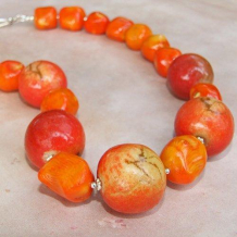 MUY CALIENTE - Chunky Apple Limestone Coral Orange Necklace, Handmade Jewelry