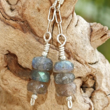 GOT THE BLUES - Flashy Labradorite Sterling Gemstone Earrings, Handmade 
