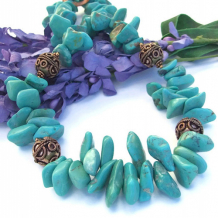 SONG OF THE SOUTHWEST - Turquoise Nugget Copper Necklace, Handmade Gemstone Unique Jewelry