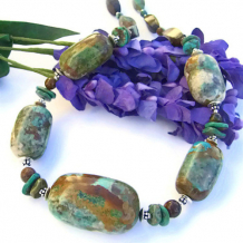 EARTH MELODY - American Turquoise Handmade Necklace, Chunky Earthy Gemstone Jewelry