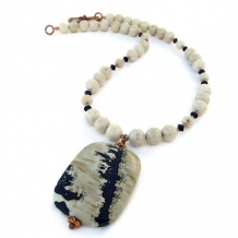 EARTHLY ART - Paintbrush Jasper Handmade Necklace, Riverstone Gemstone Jewelry
