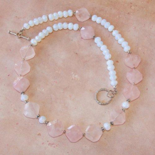 HEART AND SOUL - Rose Quartz Pink Opalite Valentines Handmade Necklace