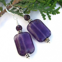 PURPLE PLEASURE - Handmade Earrings, Amethyst Sterling Gemstone Beaded Jewelry
