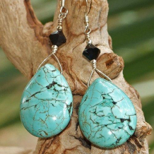 SPONTANEITY - Turquoise Magnesite Swarovski Handmade Earrings, Dramatic