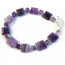 DREAMING IN PURPLE -  Purple Amethyst Silver Gemstone Bracelet, Handmade Beaded Jewelry