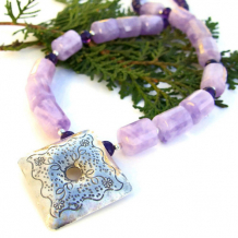 LILAC GARDEN - Thai Fine Silver Lavender Amethyst Necklace, Handmade Gemstone Jewelry