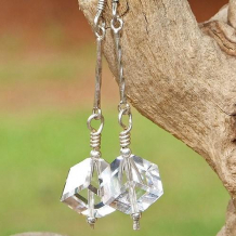 ICE CUBES - Swarovski Crystal Dice Sterling Silver Earrings, Handmade