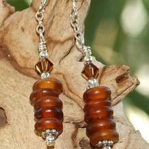 MIRASOL - Brown Horn Swarovski Sterling Handmade Earrings