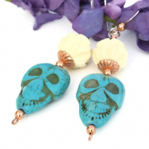 ZEN SKULLS - Skull and Lotus Handmade Earrings Day of the Dead Unique Jewelry