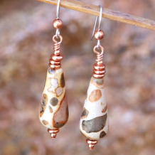 SPOTTED BEAUTY - Spotted Jasper Handmade Earrings, Copper Unique Jewelry