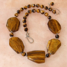TIGER PALACE - Chunky Golden Tigers Eye Gemstone Necklace, Handmade Jewelry