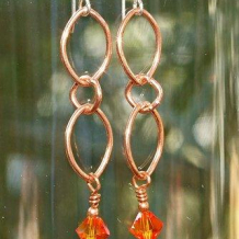 ARANCIONE - Fire Opal Swarovski Crystals Copper Handmade Earrings