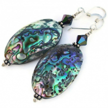 SONG OF THE NEREIDS - Paua Shell Handmade Earrings Swarovski Crystals Abalone