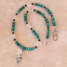 DOLPHINS AT PLAY ON CALIBOGUE SOUND - Dolphins Quartz Turquoise Black Onyx Handmade Necklace