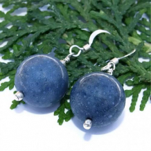 SEA STAR - Blue Coral Thai Silver Handmade Earrings, Dangle  Jewelry