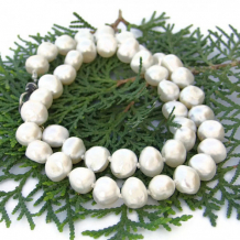 GLOWING ORBS - Hand Knotted Pearl Necklace Sterling Silver Hook Clasp Silk