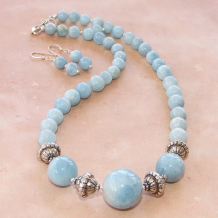 COOL, COOL WATERS - Aquamarine and Sterling Gemstone Chunky Handmade Necklace, Calming Beaded