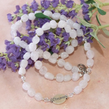 DREAM A LITTLE DREAM - Rose Quartz Dream Handmade Necklace, Swarovski Sterling Pink Jewelry