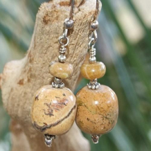 ON THE SERENGETI - Yellow Turquoise Jasper Sterling Handmade Earrings, Organic