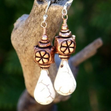 WANDERLUST - Turquoise Magnesite Teardrops Copper Handmade Earrings