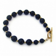 BLACK AND GOLD - Black Onyx Gold Bead Handmade Bracelet 