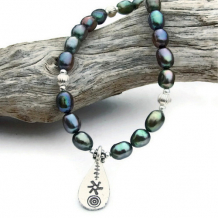 LYRICAL - Handmade Necklace, Thai Pendant Peacock Pearls Beaded Jewelry