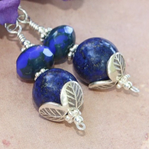 BLUE DREAMER - Lapis Handmade Earrings Cobalt Blue Thai Silver Gemstone Jewelry