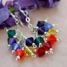 NOW AND ZEN - Chakra Rainbow Handmade Earrings Swarovski Zen Jewelry Cluster