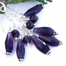 PICK SOME PURPLE - Amethyst Cluster Earrings Purple Gemstone Handmade Jewelry Beaded