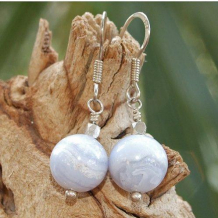 BLUE FROST - Blue Lace Agate Thai Silver Sterling Handmade Earrings