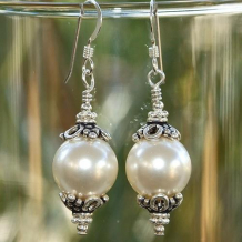 MEDICI - Swarovski Pearls Filigree Caps Sterling Handmade Earrings