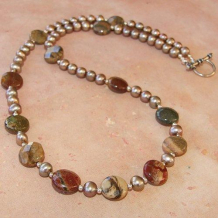 DESERT DREAMS - Red Creek Jasper Pearls Sterling Handmade Necklace