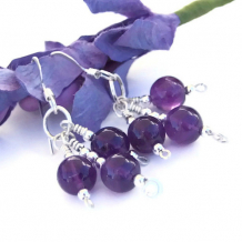 POVOSQA - Purple Amethyst Handmade Earrings, Spiral Gemstone Jewelry