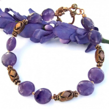 I PICK PURPLE - Amethyst Handmade Bracelet, Copper Purple Gemstone Beaded Jewelry