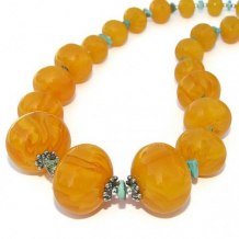 SONORAN SUNRISE - Chunky Copal Turquoise Handmade Necklace Beaded Jewelry Summer