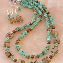 RAMBLE ON - Mad Leopard Jasper Turquoise Pearl Sterling Handmade Necklace