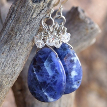 DON'T GOT THE BLUES - Blue Sodalite Swarovski Handmade Earrings, Gemstones Sparkle