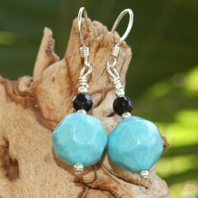 PSALMS - Chalk Turquoise Black Onyx Handmade Earrings