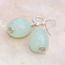 MI CORAZON - Chalcedony Sterling Spiral Gemstone Earrings, Handmade