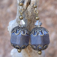 MERCURIAL - Handmade Earrings< Mercury Mirror Czech Glass Bronze Unique Jewelry
