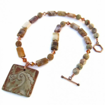 EPONA - Celtic Horse Agate Soapstone Necklace, Handmade Gemstone Beaded Jewelry